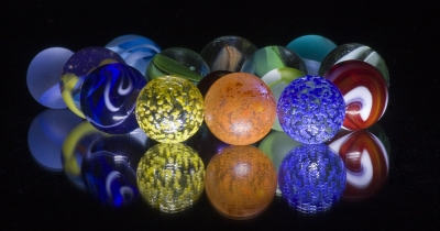 Marbles
I spent quite a time buying these marbles - getting the colours and designs right. Placed on glass & lit from below - the difficult bit is getting the little blighters to stay in place!
